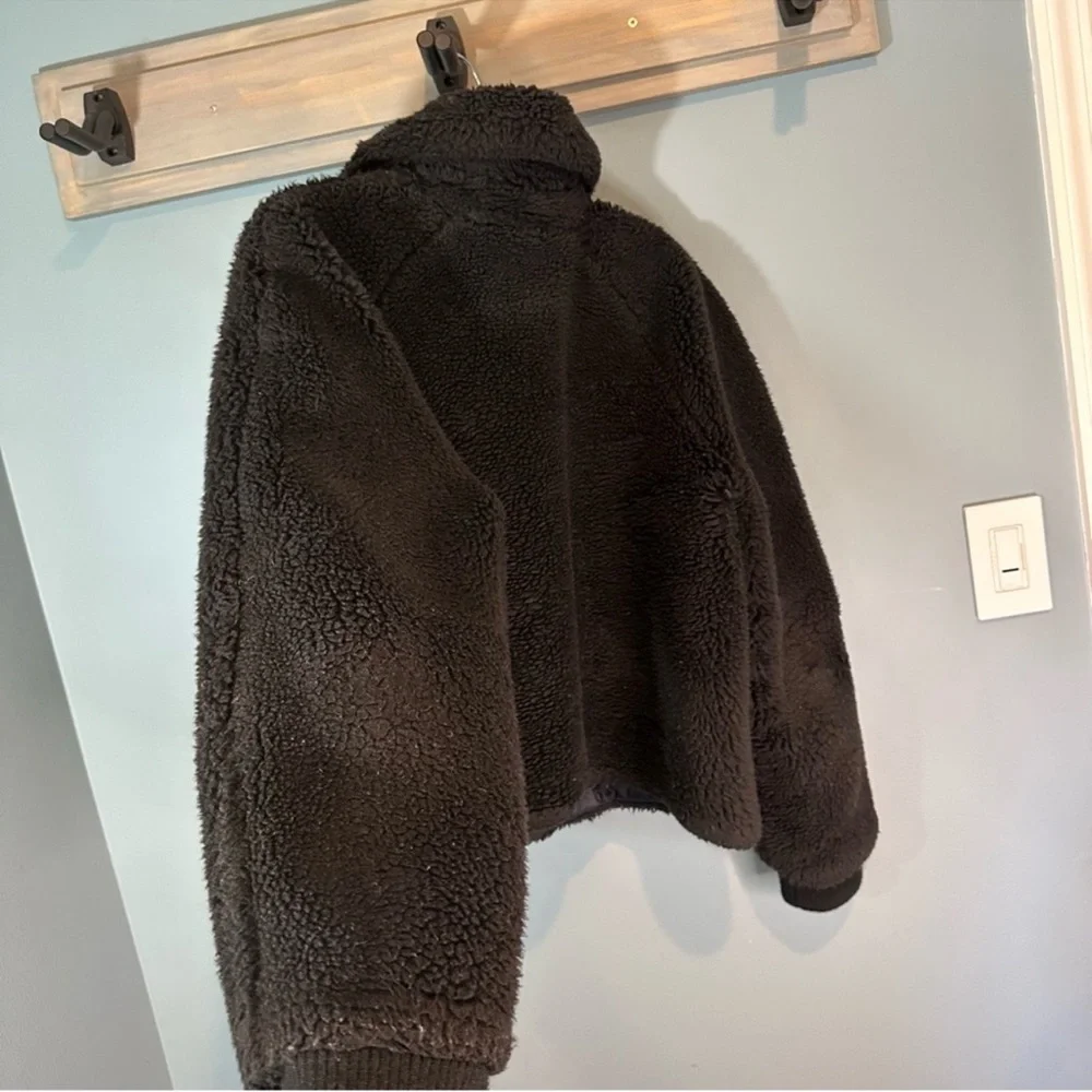J. Crew Teddy Plush Fleece Bomber Jacket in Black - Picture 13 of 15